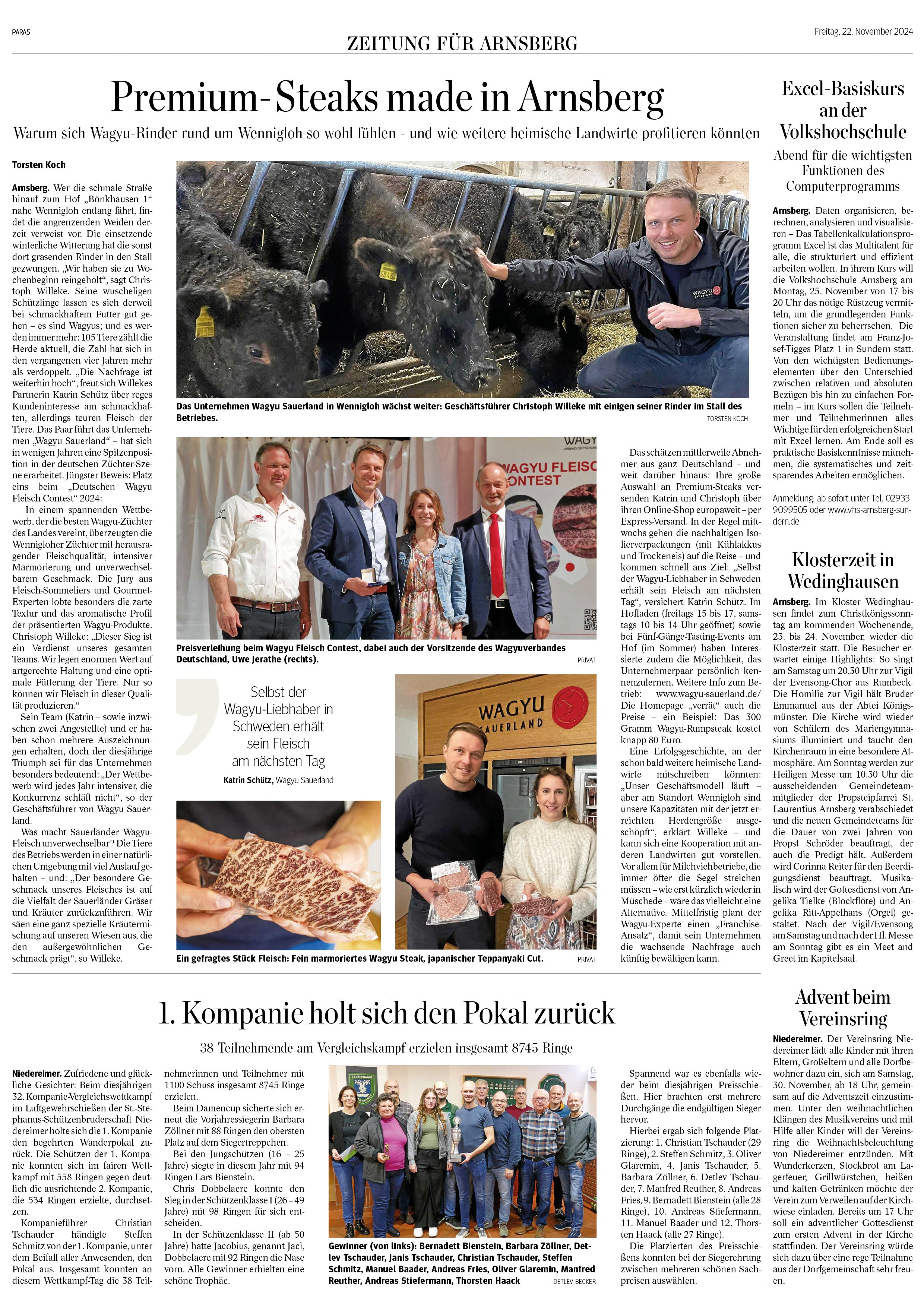 WAGYU SAUERLAND ERNEUT GOLD PRÄMIERT