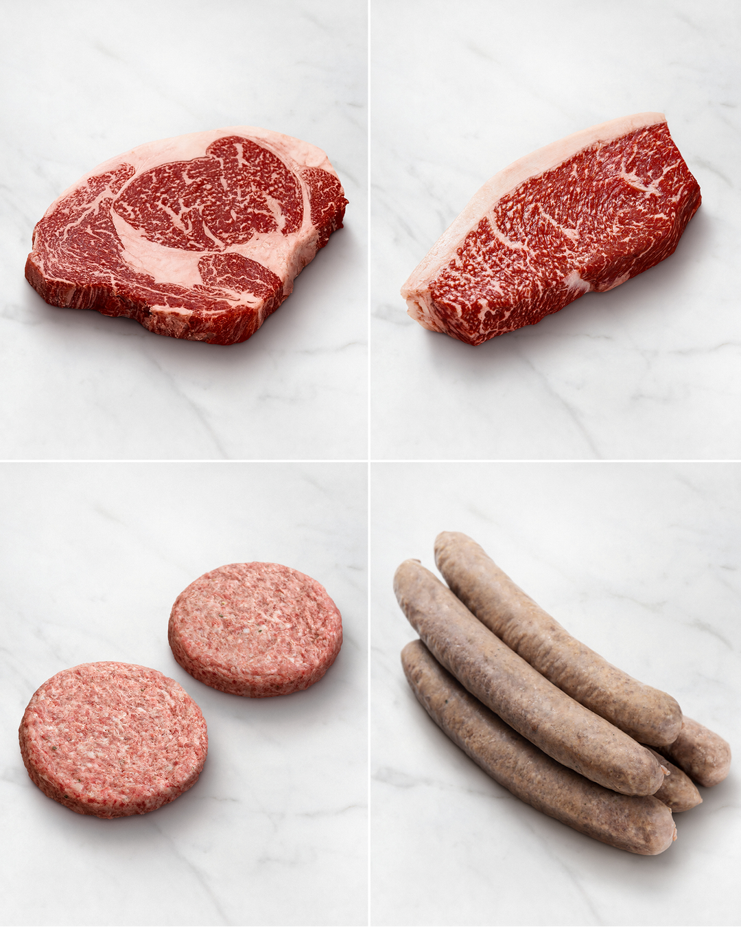 Wagyu Verwöhnpaket mit Rib Eye Steak, Picanha, Burger, Grillwurst und Steaksalz